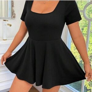 black square neck romper